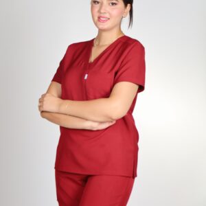 Tenue médicale pour femme rouge – Image 3